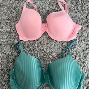 Victoria's Secret Pink and Teal Bras